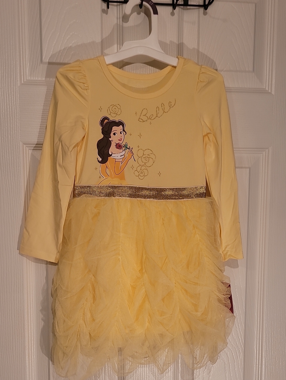 Disney Yellow Belle Tulle Dress with Glitter Waist